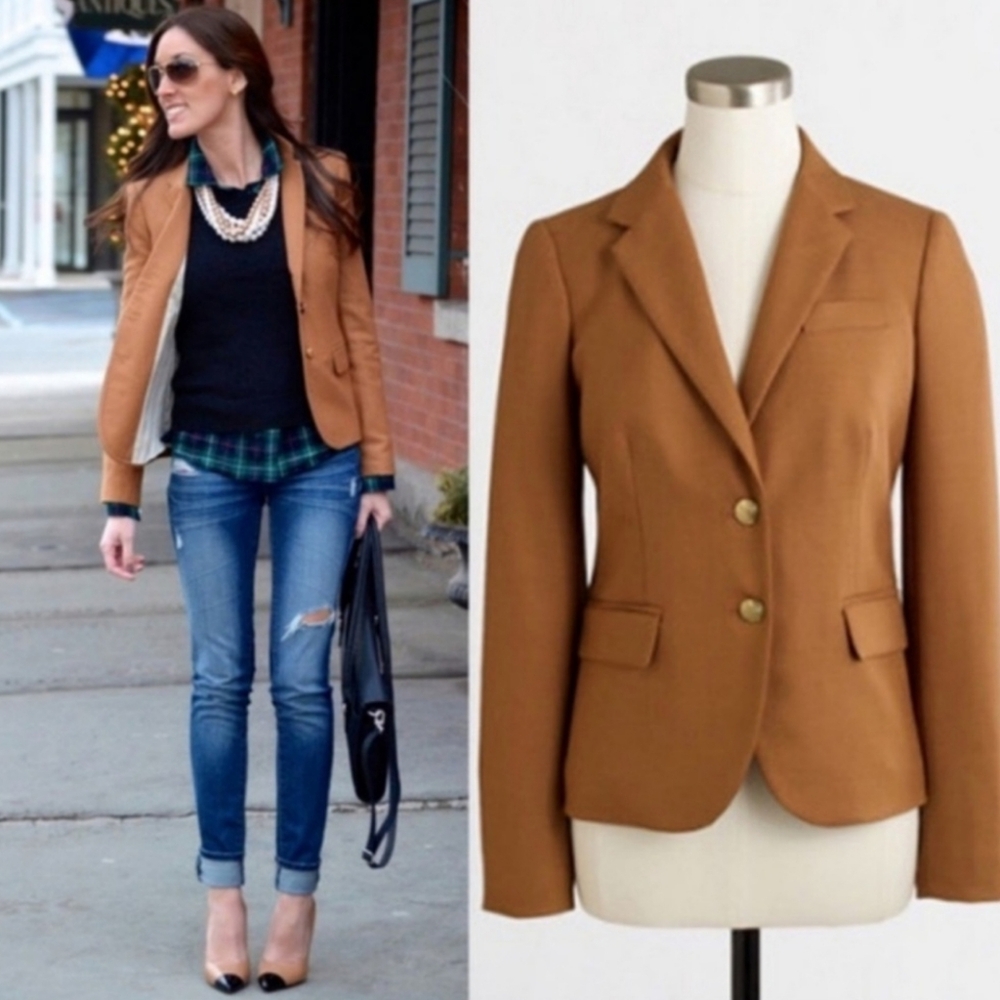 J. Crew Tailored Camel-Brown Two-Button Blazer